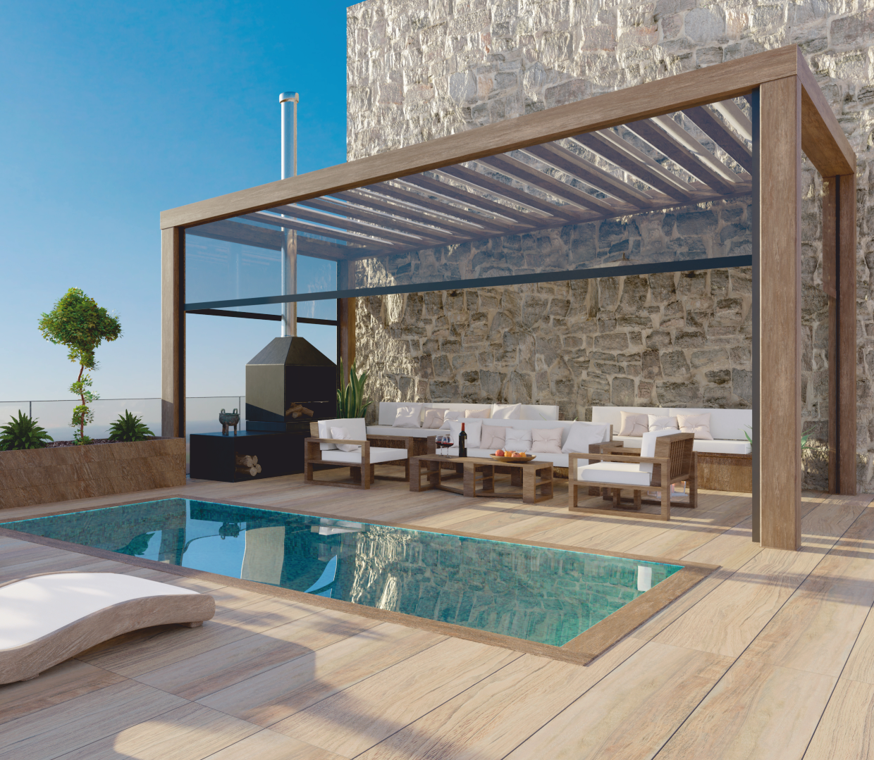 Pergolă Pergona lângă piscină